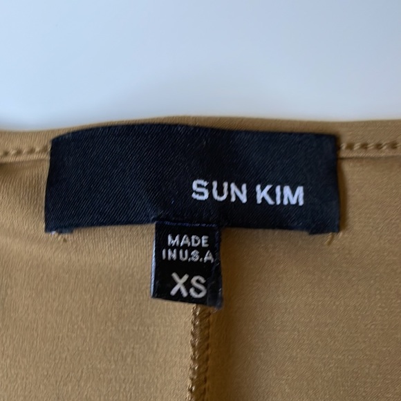 Sun Kim Neutral Taupe Stretchy Slinky Jersey Knit 3/4 Sleeve Swing Tunic - Picture 6 of 13